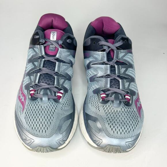 Saucony Triumph ISO 4 Running Sneakers Shoes Fog Grey Silver Purple Women 10 - Picture 3 of 13